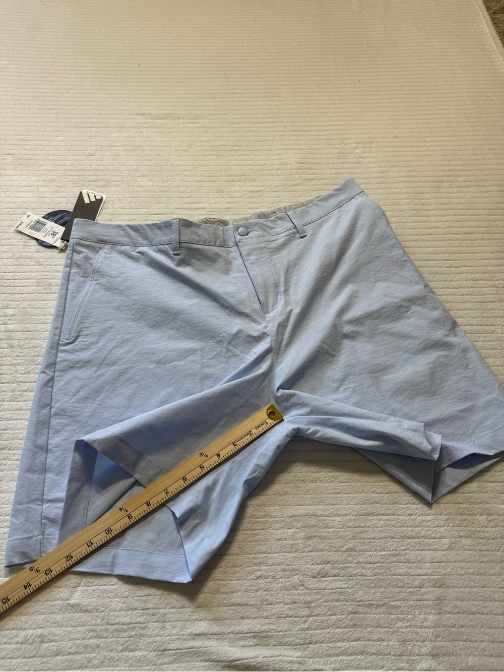 adidas Men's Pale Blue Flat-Front Golf Shorts - Picture 8 of 9